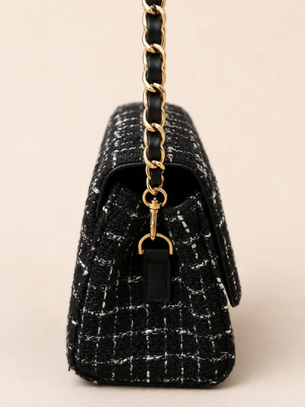 Jason Wu Mini Tweed Top Handle Crossbody Bag Black Lurex Woven Texture - Picture 6 of 15